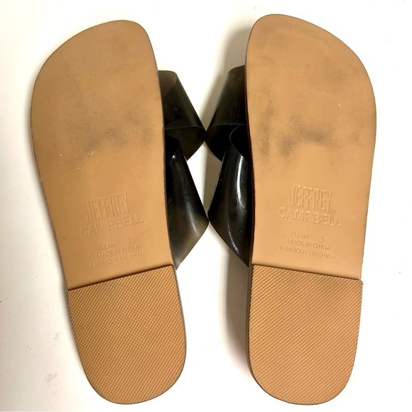 JEFFREY CAMPELL Cleah slip on black snakeskin cushion sole flat sandals women 9 - Picture 5 of 7